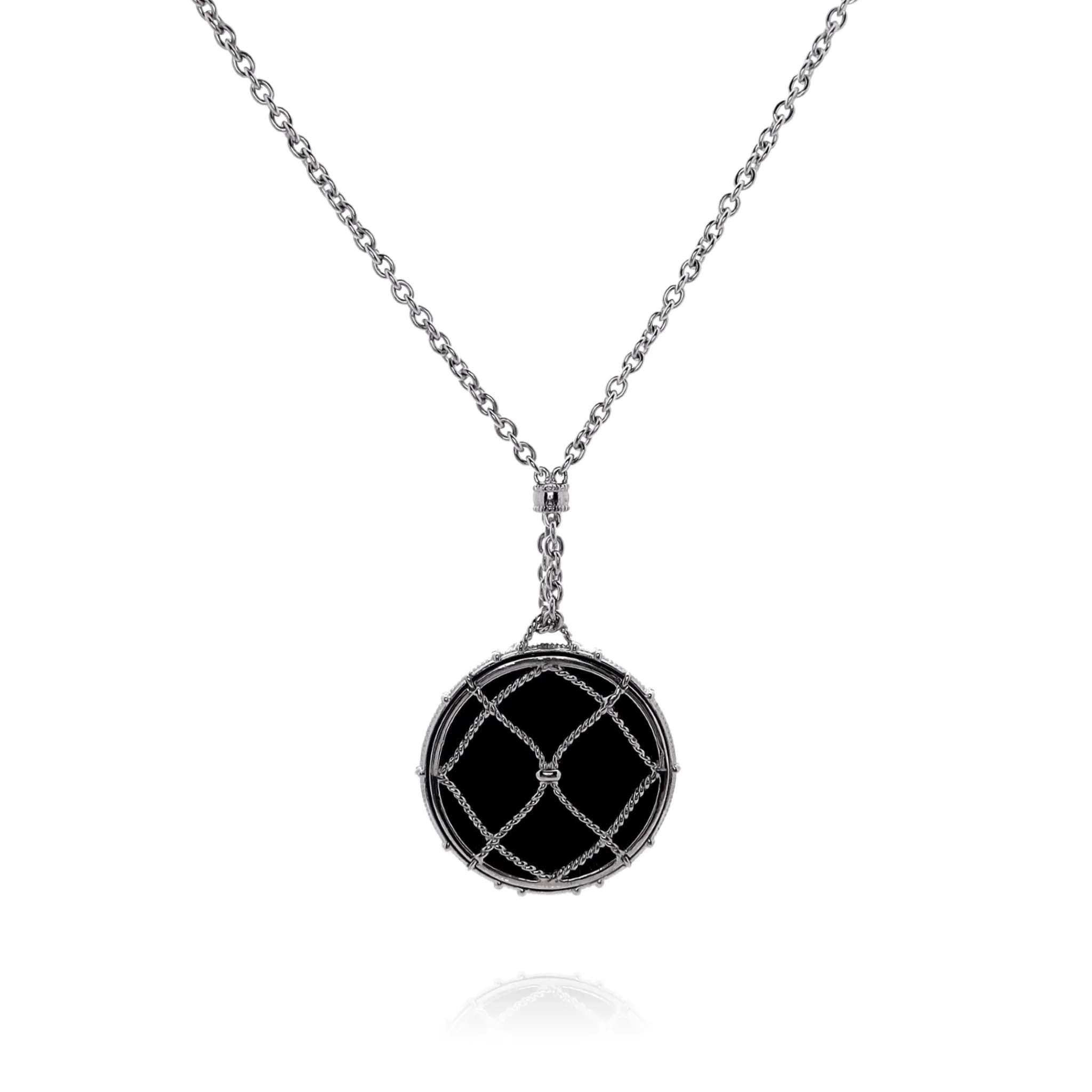 Judith Ripka Isola Sterling Silver 36" Onyx Pendulum Pendant Necklace