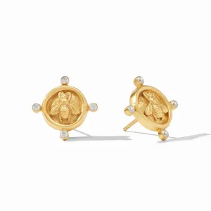 Julie Vos Bee Cameo Stud Gold Cubic Zirconia
