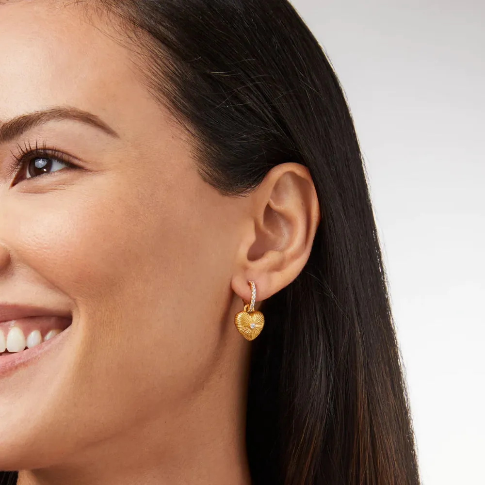 Julie Vos Esme Heart Hoop & Charm Earrings - Cubic Zirconia