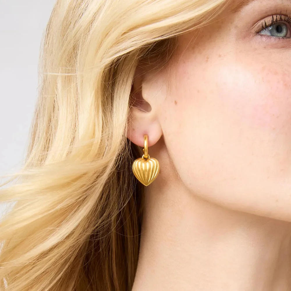 Julie Vos Puffy Heart Hoop & Charm Earrings
