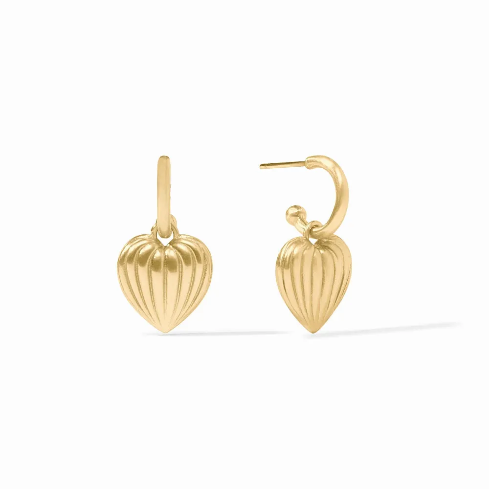 Julie Vos Puffy Heart Hoop & Charm Earrings