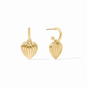 Julie Vos Puffy Heart Hoop & Charm Earrings