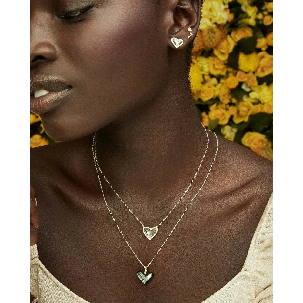 Kendra Scott Ari Heart Gold Stud Earrings in Dichroic Glass