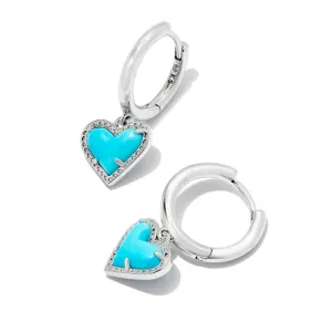 Kendra Scott Ari Heart Silver Huggie Earrings in Turquoise Magnesite