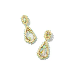 Kendra Scott Camry Beaded Gold Statement Earrings in Iridescent Mix