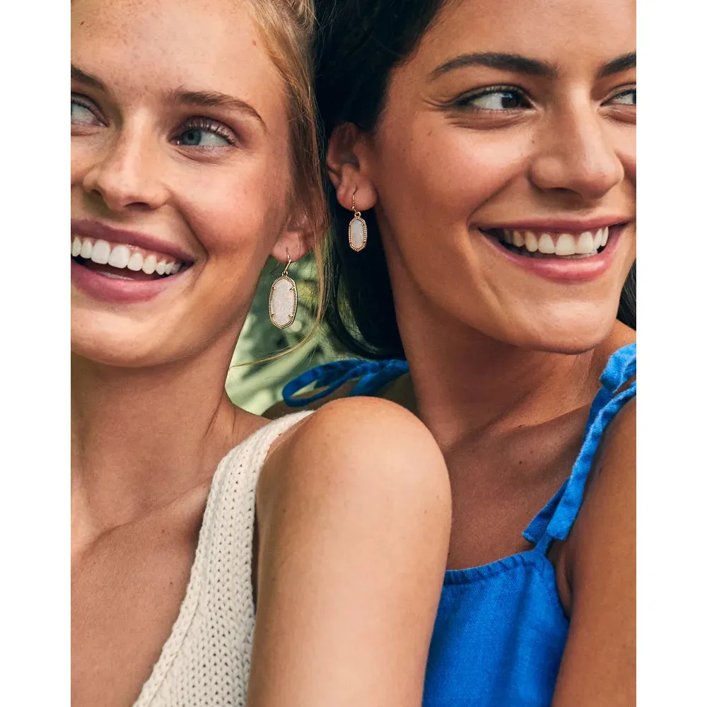 Kendra Scott Dani Gold Drop Earrings in White Kyocera Opal
