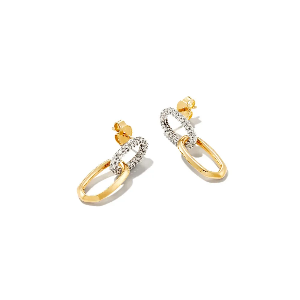Kendra Scott Elisa 14k Interlocking Drop Earrings in White Diamond