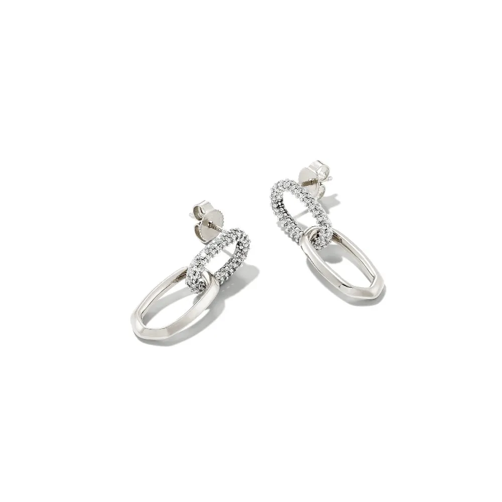 Kendra Scott Elisa 14k Interlocking Drop Earrings in White Diamond