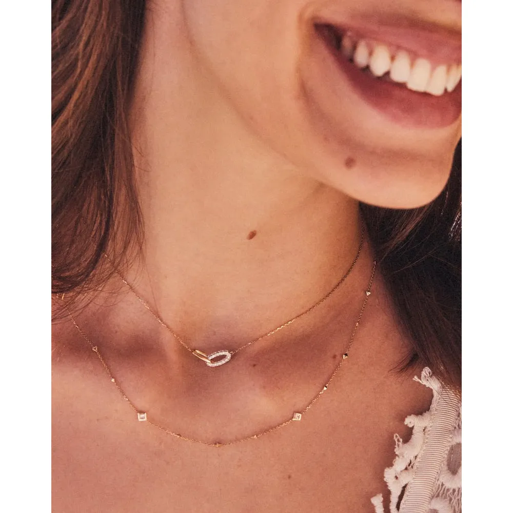Kendra Scott Elisa 14k Interlocking Pendant Necklace in White Diamond