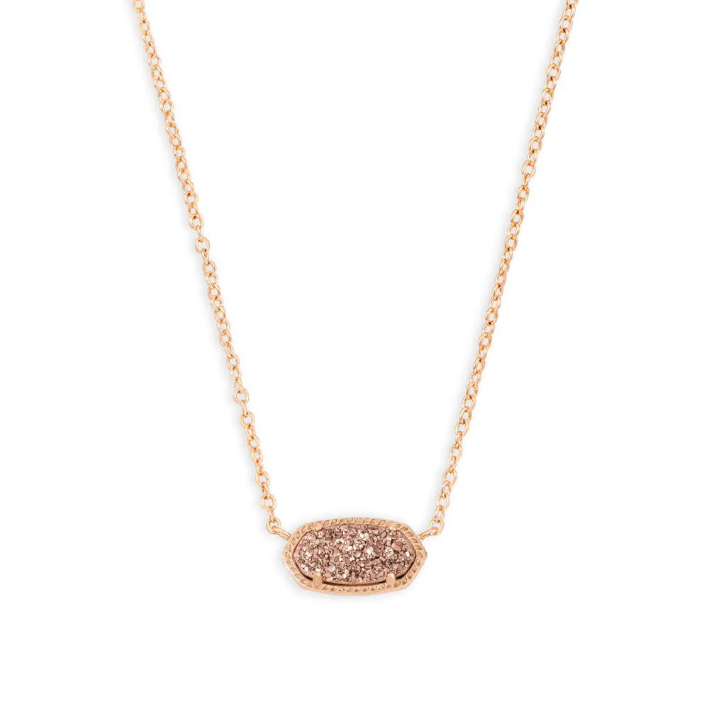 Kendra Scott Elisa Short Pendant Necklace in Rose Gold Drusy
