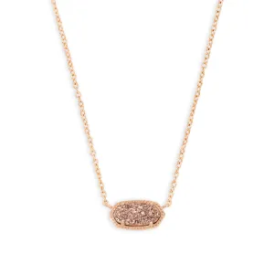 Kendra Scott Elisa Short Pendant Necklace in Rose Gold Drusy