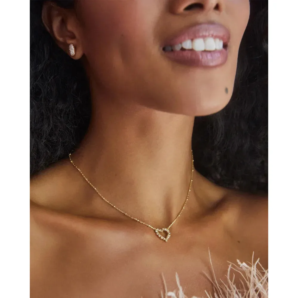 Kendra Scott Grayson Stud Earrings in White Crystal - Rose Gold