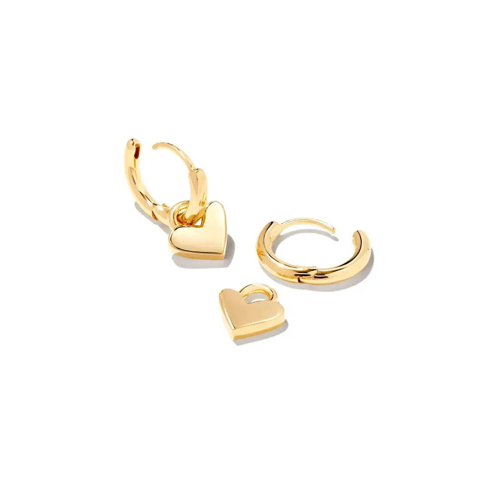 Kendra Scott Heart Padlock Huggie Earrings in 18k Gold Vermeil