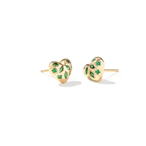 Kendra Scott Holland Heart Gold Green Crystal Stud Earrings