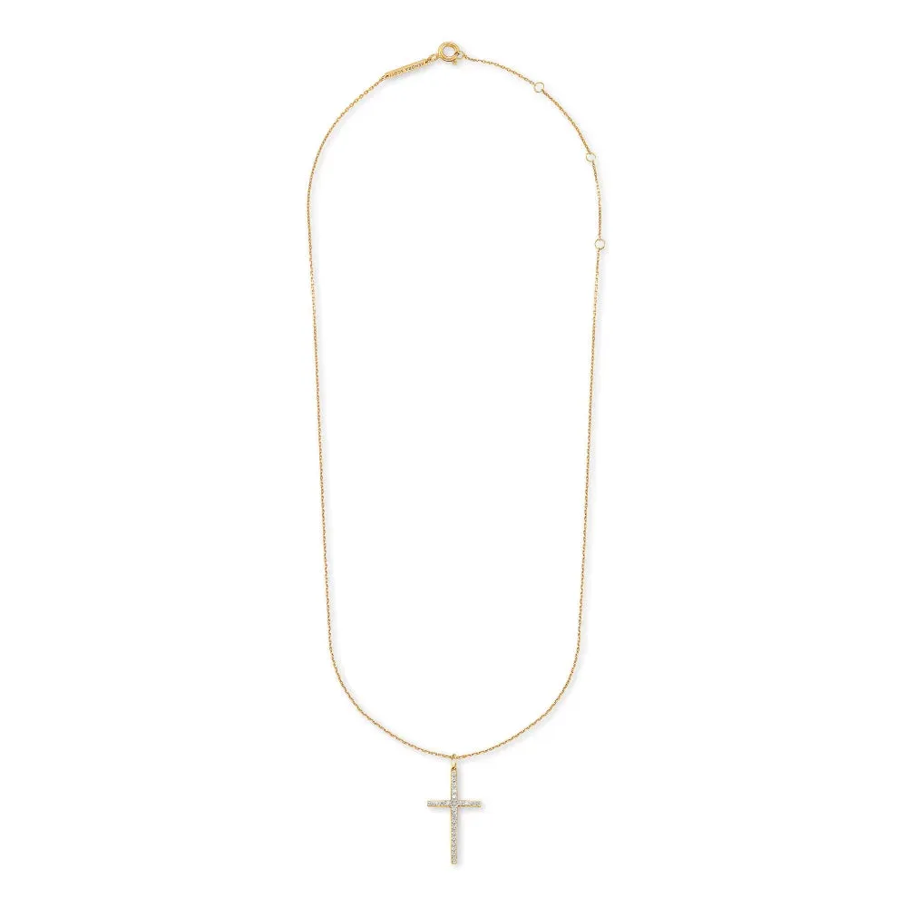 Kendra Scott Large Cross 14k Gold Pendant Necklace in White Diamond