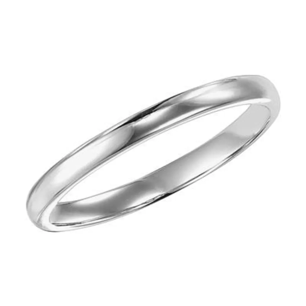 Ladies Platinum Low Dome Plain Wedding Band