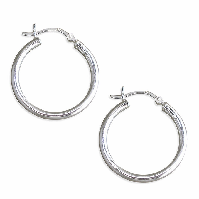 Ladies Sterling Silver Plain Hoop Earrings