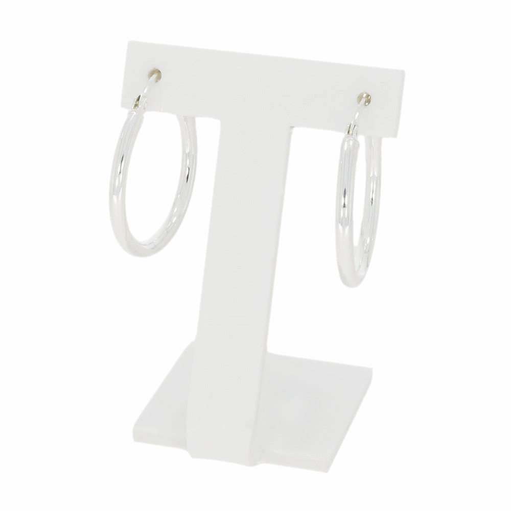 Ladies Sterling Silver Plain Hoop Earrings