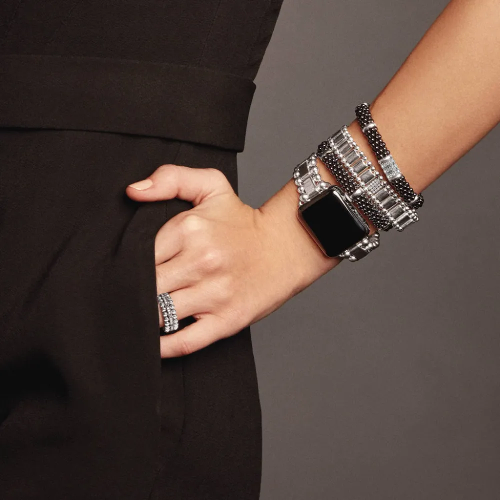 Lagos Black Caviar Silver Station Ceramic Bracelet