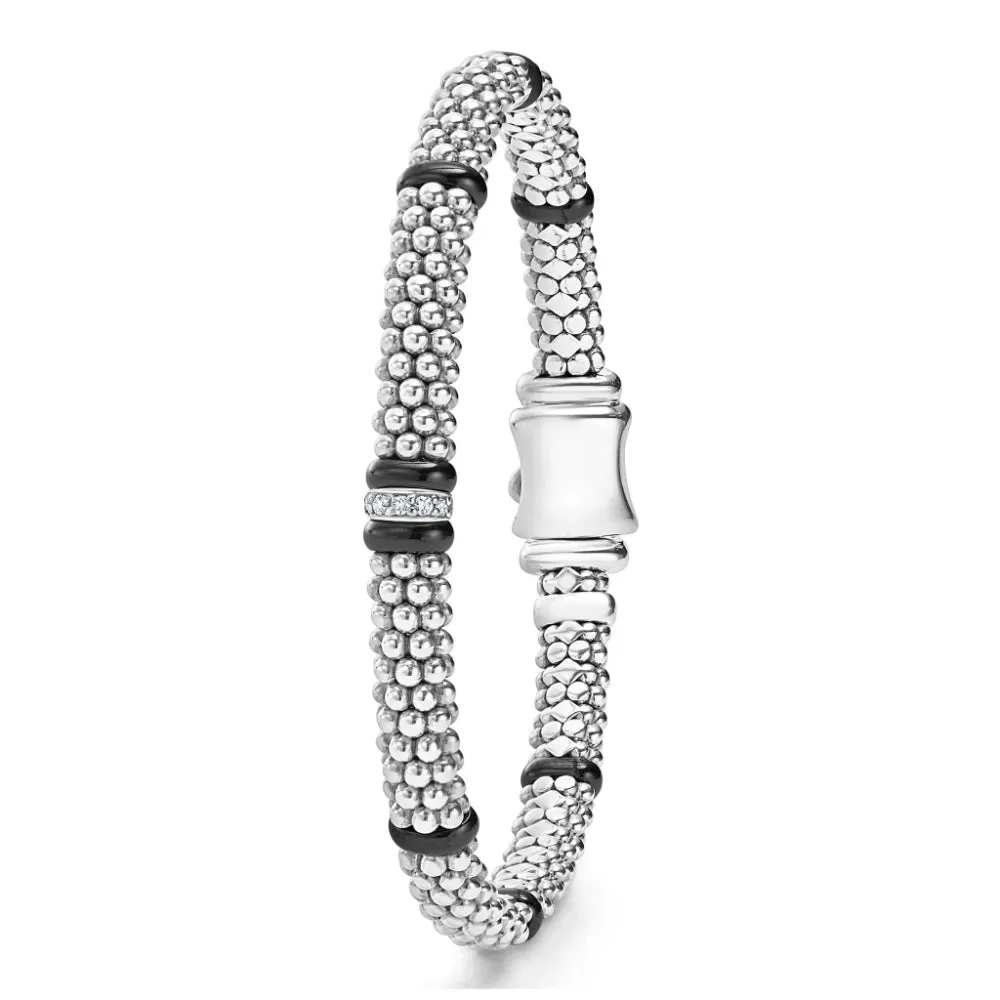 Lagos Black Caviar Single Station Diamond Bracelet, 6mm