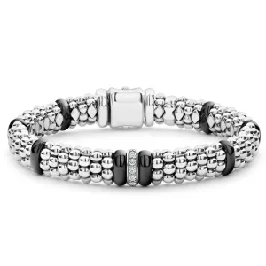 Lagos Black Caviar Single Station Diamond Bracelet, 9mm