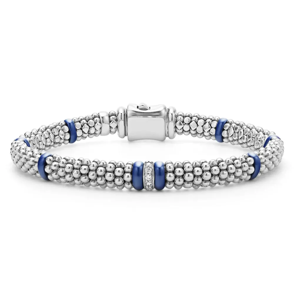 Lagos Blue Caviar 6mm Single Station Diamond Caviar Bracelet
