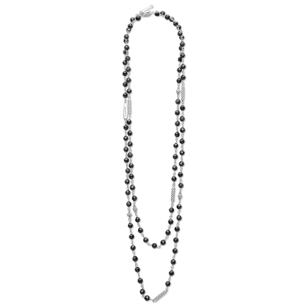 Lagos Caviar Icon Long Black Ceramic Beaded Necklace