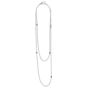 Lagos Caviar Icon Long Silver Beaded Necklace