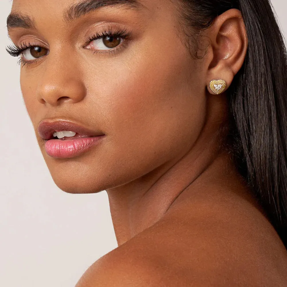 Lagos Caviar Lux Diamond Heart Stud Earrings