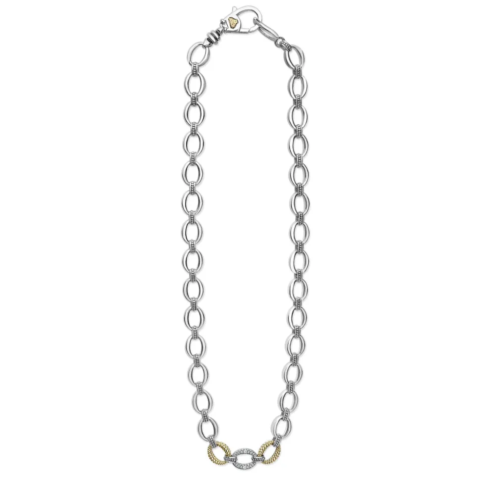 Lagos Caviar Lux Single Station Diamond Link Necklace