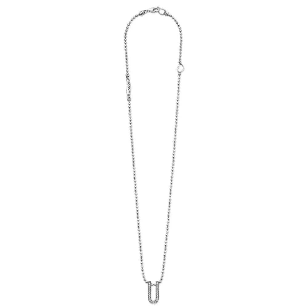 Lagos Caviar Spark Small Linear Diamond Pendant Necklace