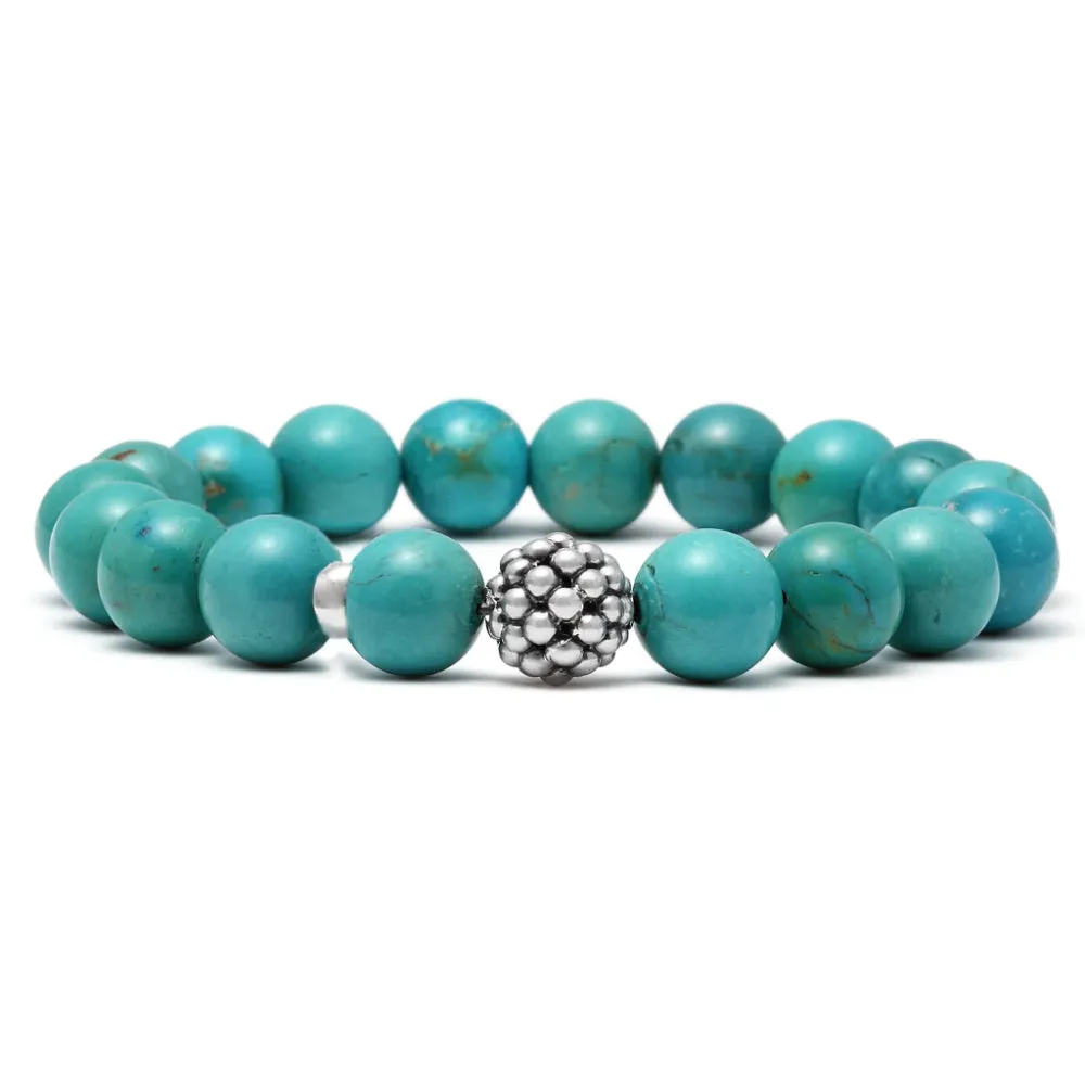 Lagos Maya Gemstone Silver Station Bead Bracelet