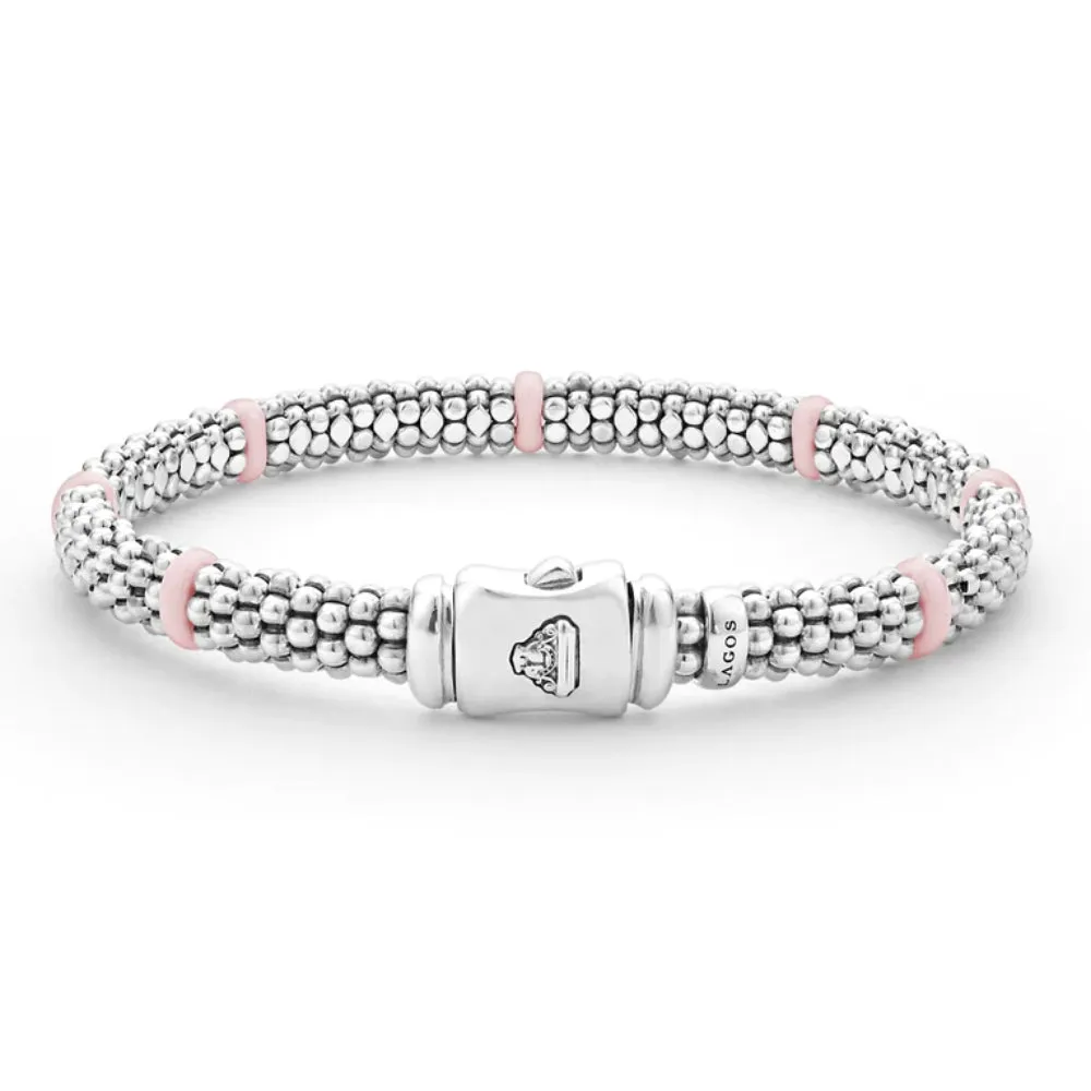 Lagos Pink Caviar Ceramic Station Caviar Bracelet, 6mm