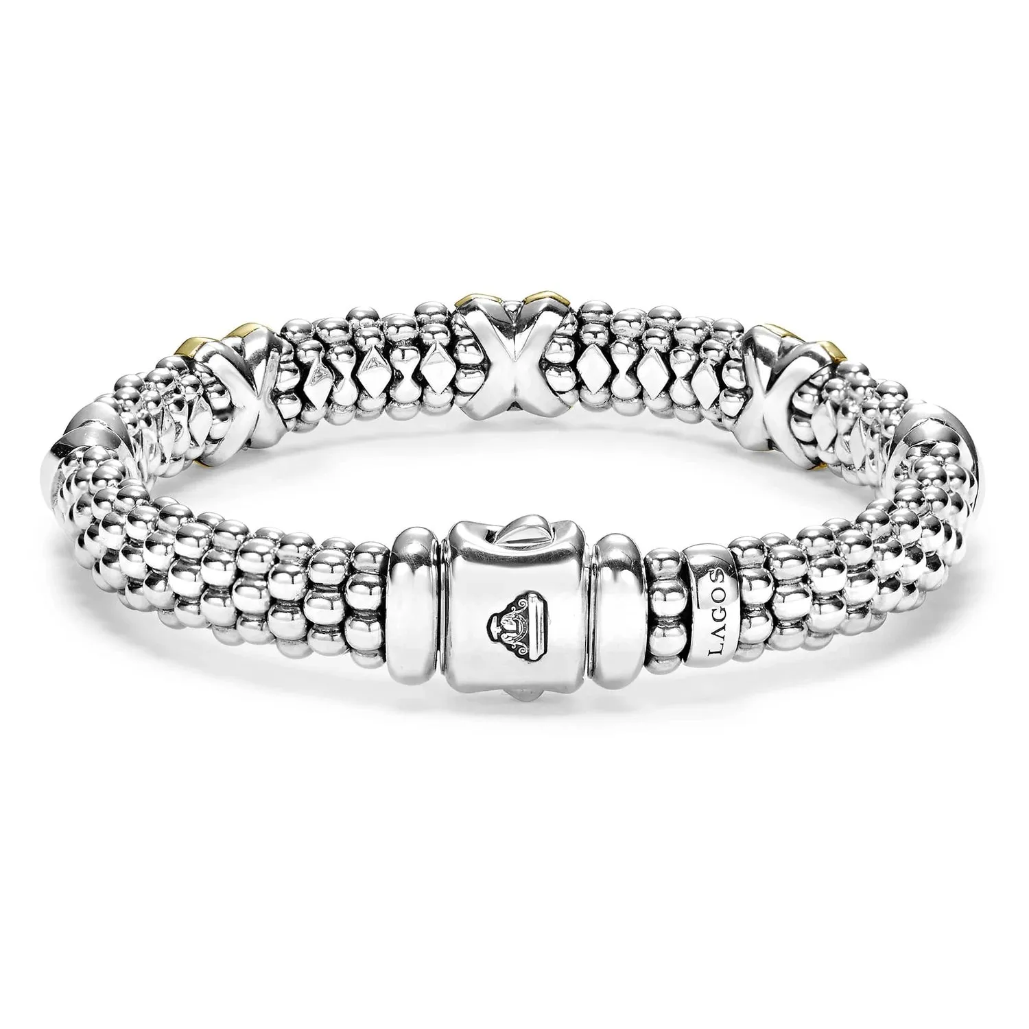 Lagos Signature Caviar Three Station "X" Bracelet 9mm
