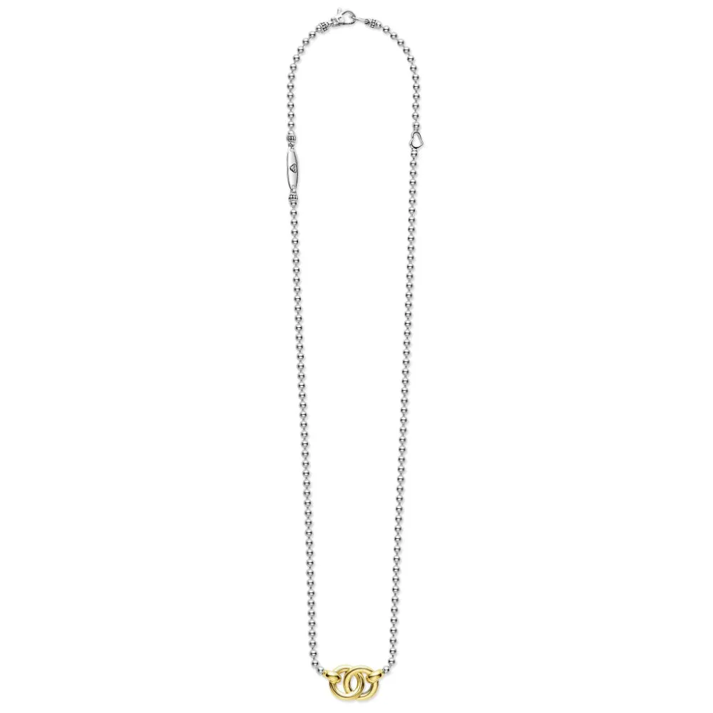 Lagos Signature Caviar Two-Tone Interlocking Pendant Necklace