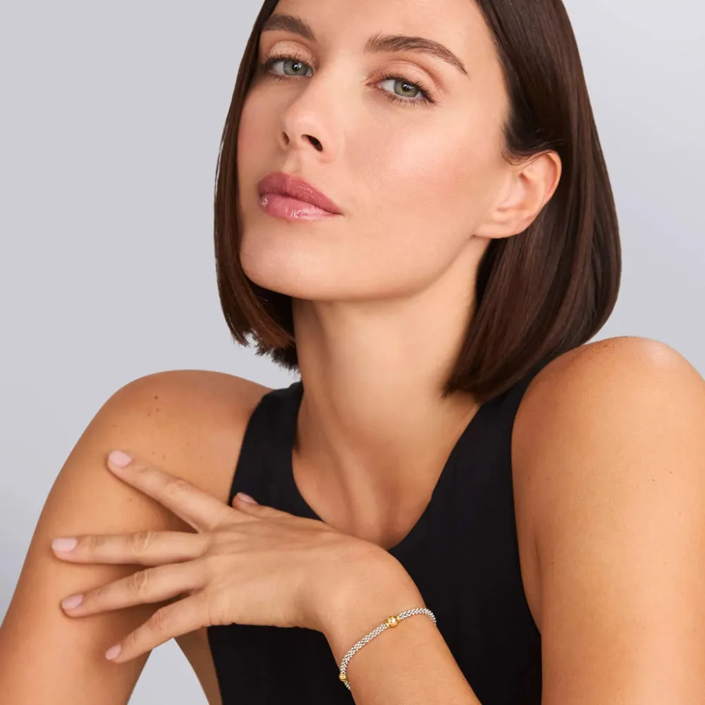 Lagos Signature Caviar Two-Tone Station Bracelet, 3mm