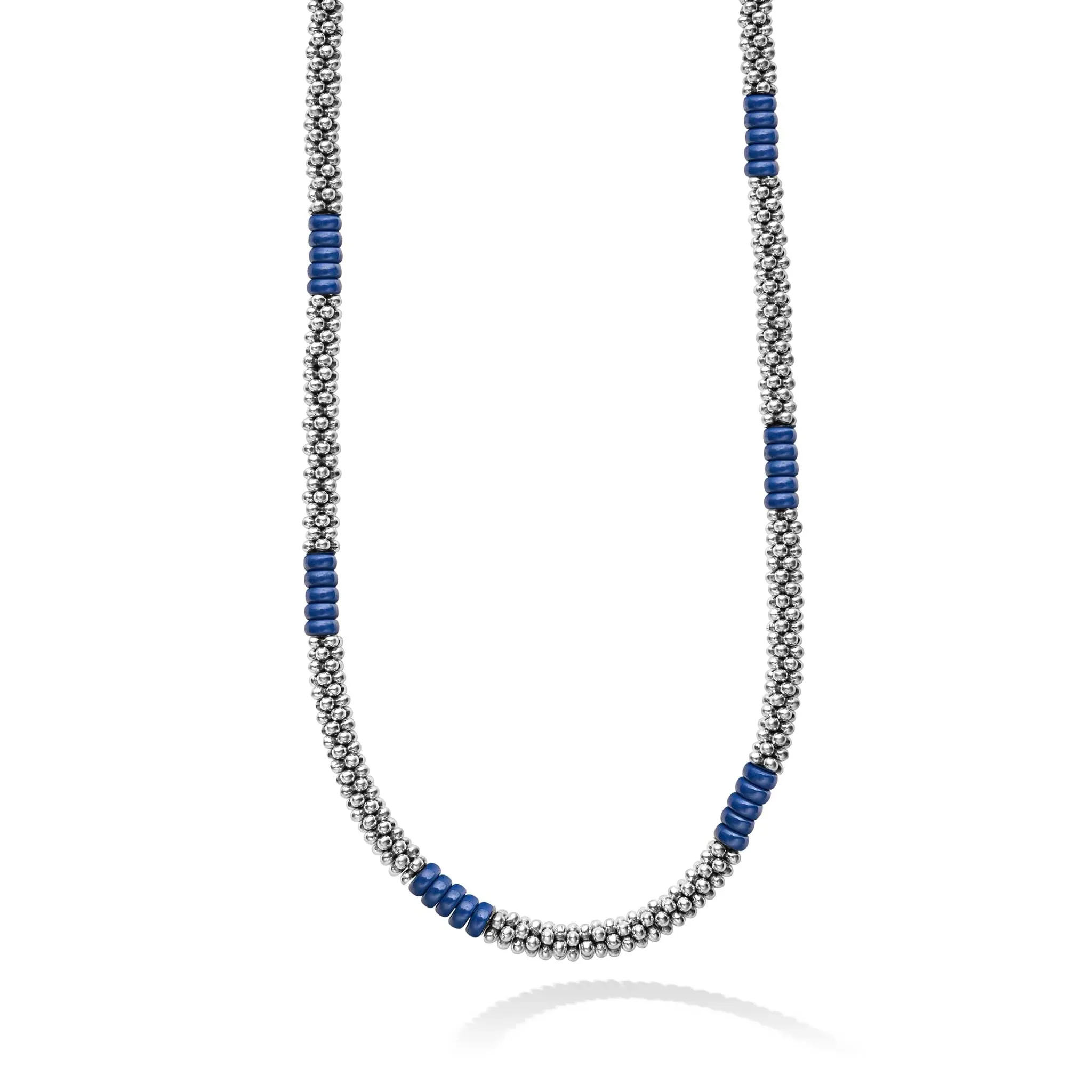 Lagos Ultramarine Blue Caviar Ceramic Station Beaded Necklace