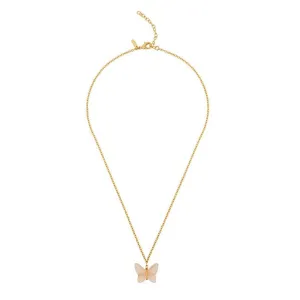 Lalique Butterfly Papillon Necklace, Peach Crystal & 18k Gold Plated 10754000