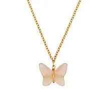 Lalique Butterfly Papillon Necklace, Peach Crystal & 18k Gold Plated 10754000