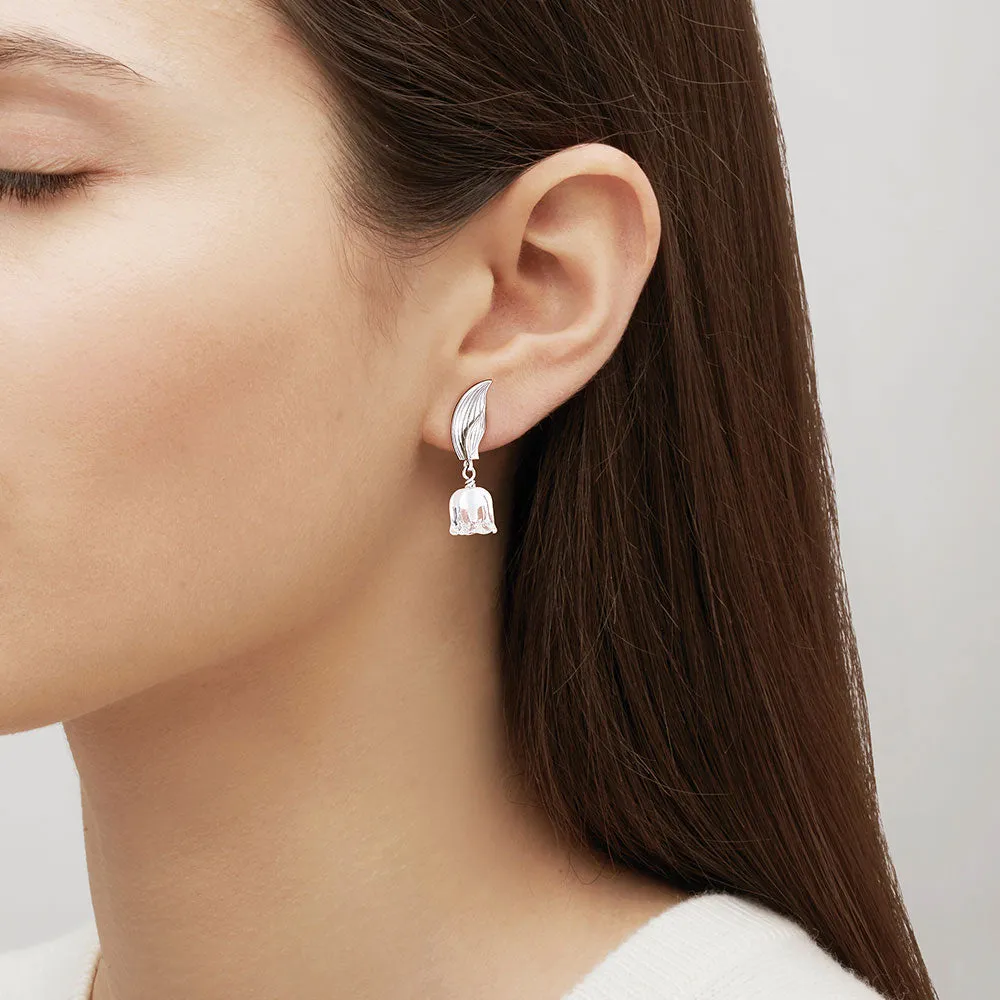 Lalique Muguet Clip On Earrings - Silver & Clear Crystal 10705300