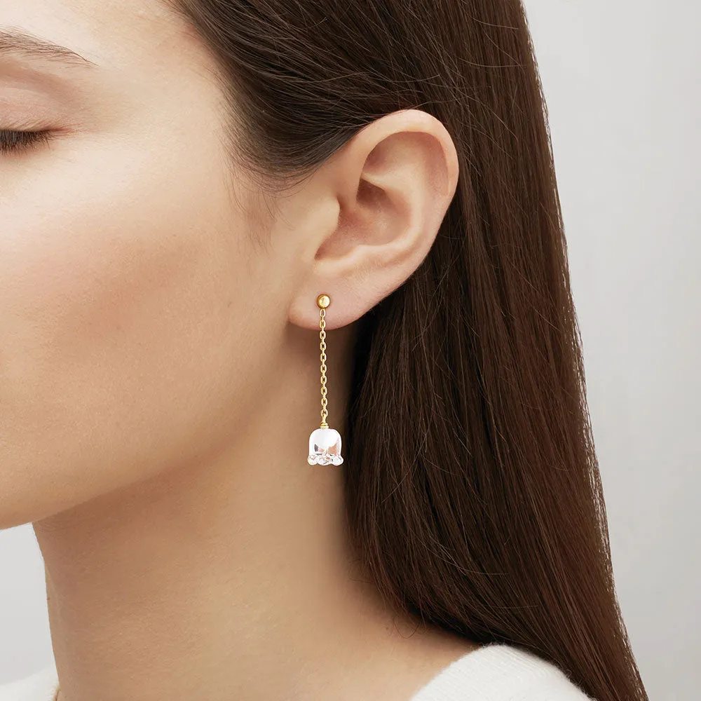 Lalique Muguet Long Earrings - Vermeil & Clear Crystal 10704700