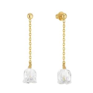 Lalique Muguet Long Earrings - Vermeil & Clear Crystal 10704700