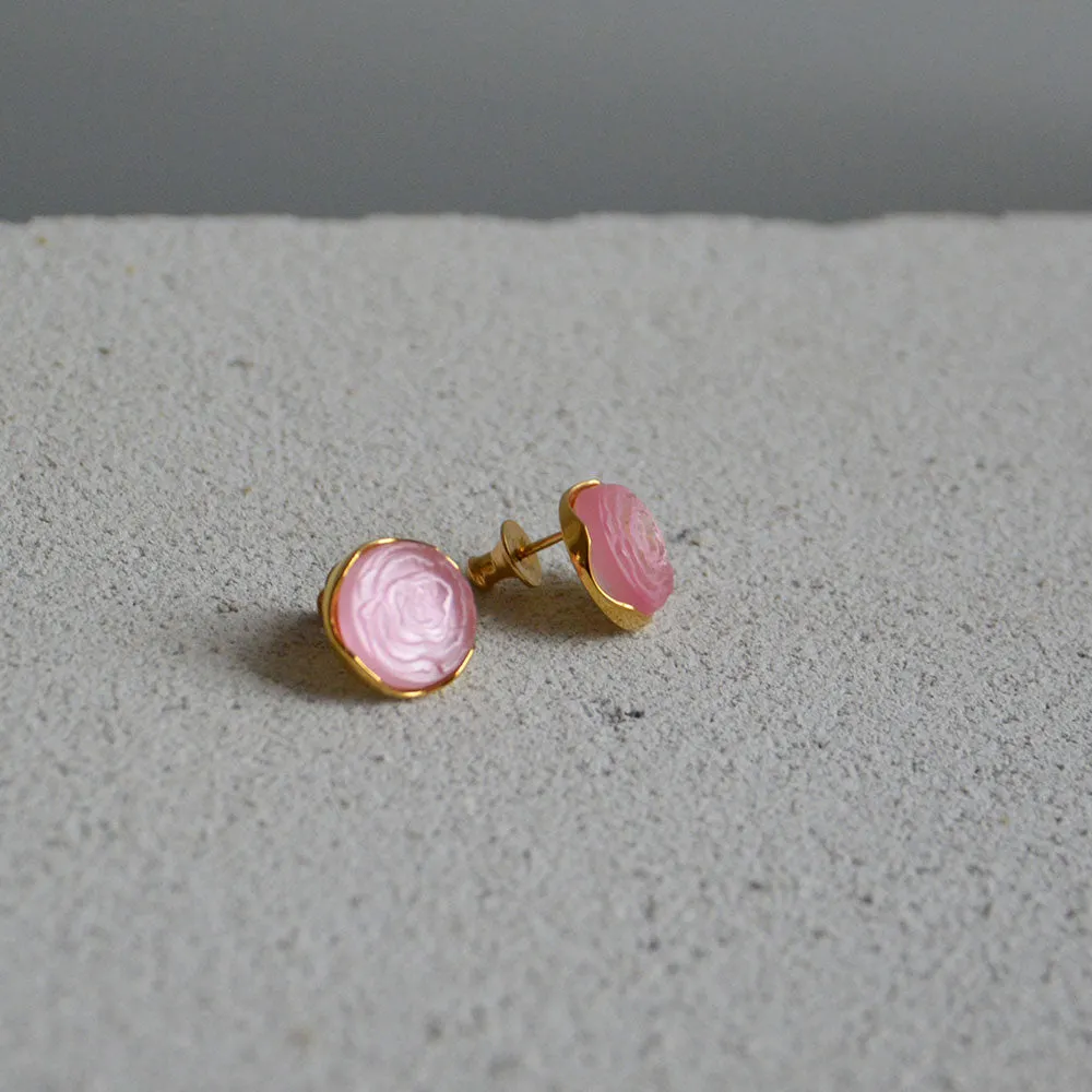 Lalique Pivoine Earrings, Pink Crystal & 18k Gold Plated 10706700