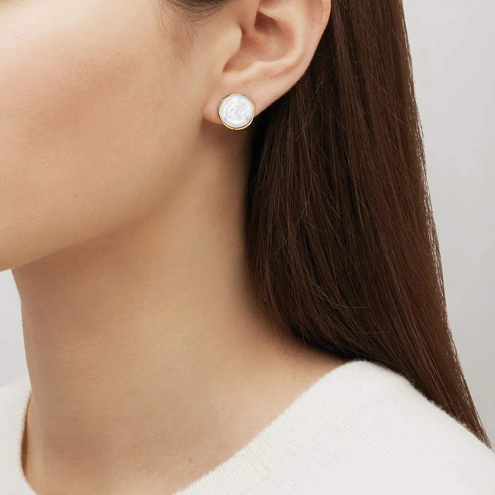 Lalique Pivoine Earrings, White Pearly Crystal & 18k Gold Plated 10729500