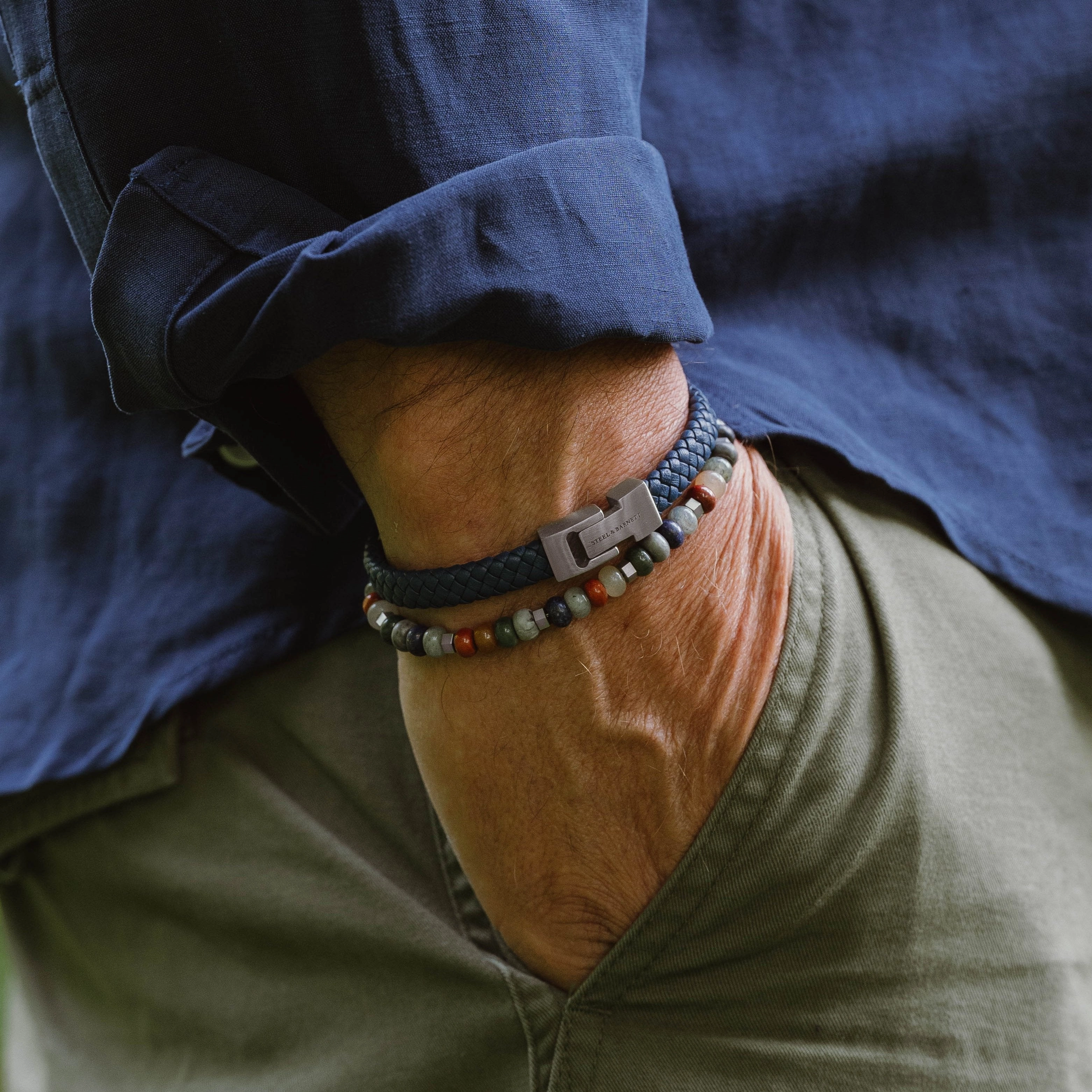 Leather Bracelet Archie Jeans Blue LBA-004-45E60U-S