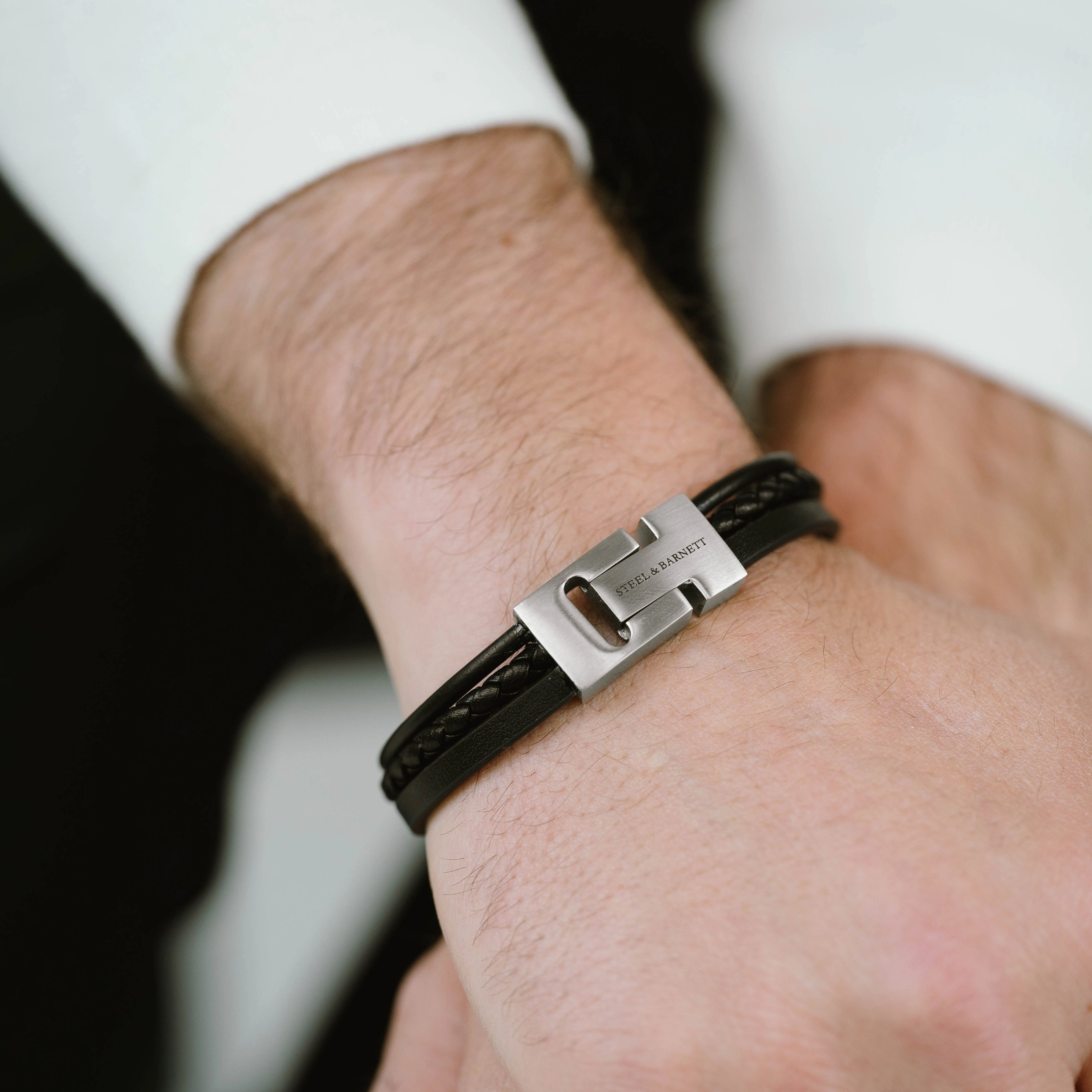 Leather Bracelet Casual Cole Black LBCC-001-65E85U-S
