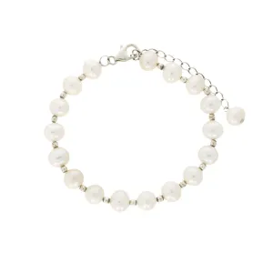Lido Sterling Silver Bead Freshwater Pearl Bracelet 0263B