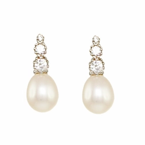 Lido Cubic Zirconia Freshwater Pearl Drop Earrings T175EW