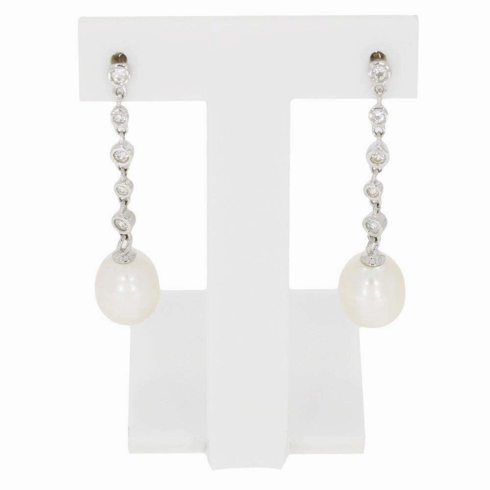 Lido Pearls Cubic Zirconia and Freshwater Pearl Drop Earrings KJ112E