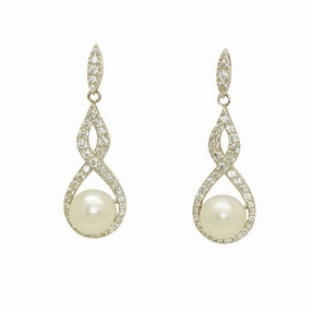Lido Pearls Cubic Zirconia and Freshwater Pearl Drop Earrings KS146E